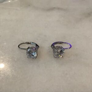 Classic Clear Crystal Leverback Sterling Silver Earrings, Brand New